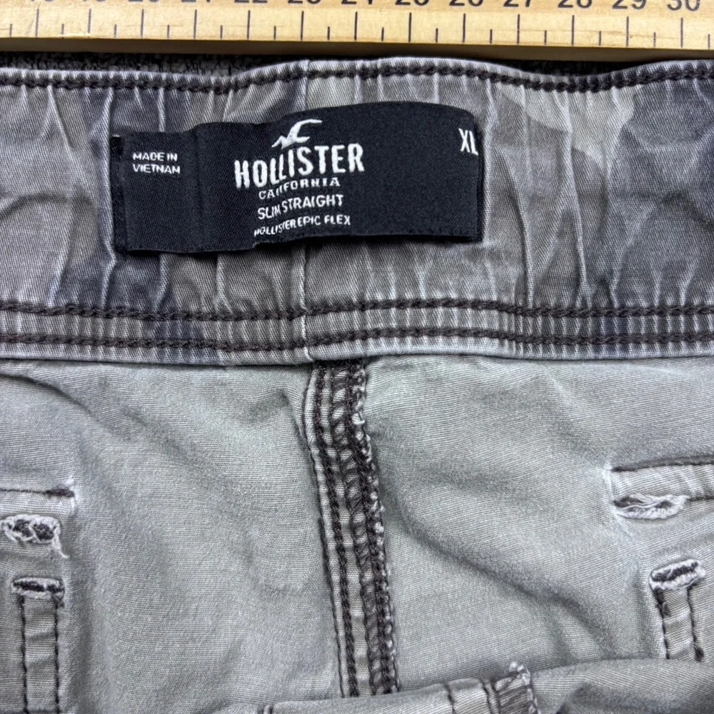 Hollister Cargo Pants Mens XL Slim Straight Grey Camouflage Epic Flex Drawstring